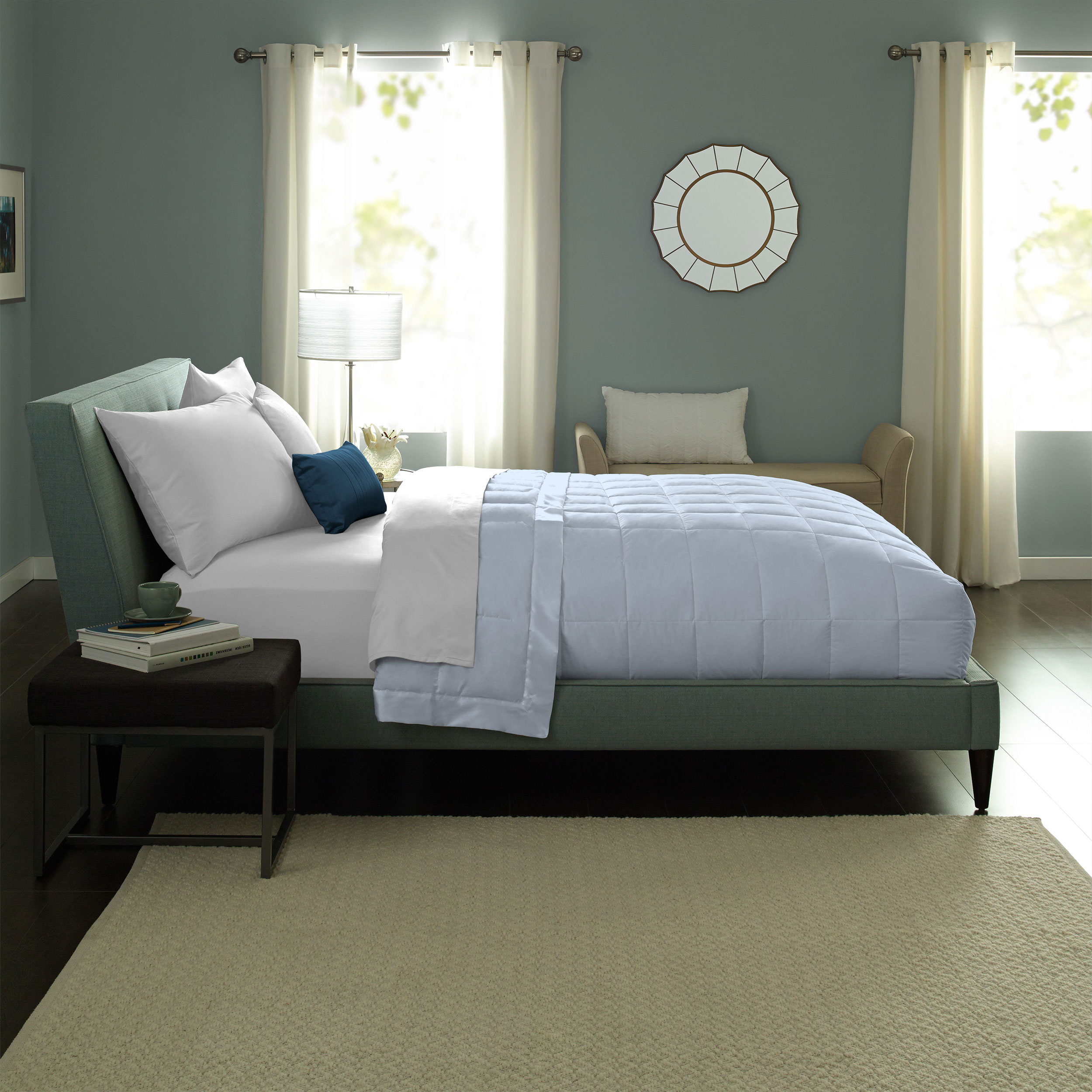 Pacific Coast Blue Down Blanket 230 Thread Count Resilia Feathers 550 Fill Power Down - Queen