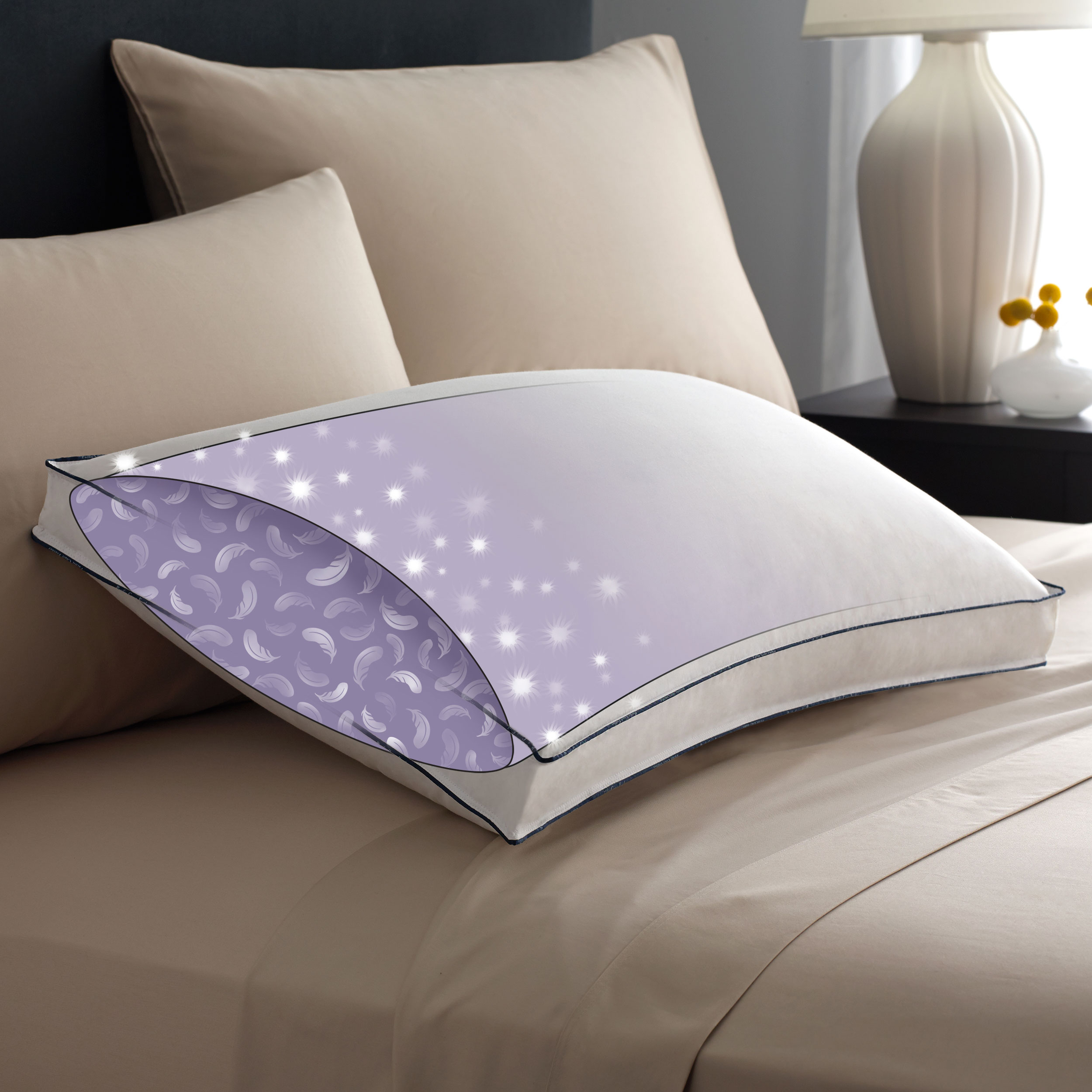 Pacific Coast Double Downaround Firm Pillow 300 Thread Count 550 Fill Power Down & Resilia Feathers - Standard